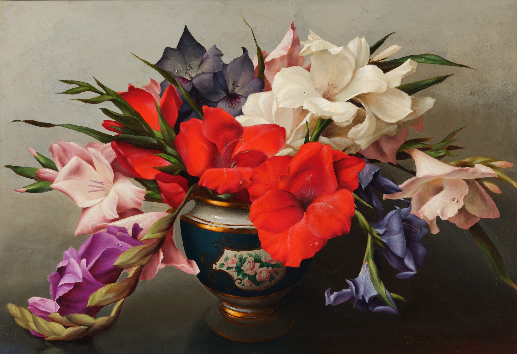 Composition florale aux glaïeuls